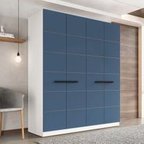 Roupeiro de 4 Portas e 4 Gavetas Lisboa Branco e Azul Politorno Roupeiro de 4 Portas e 4 Gavetas Lisboa Branco e Azul Politorno