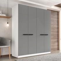 Roupeiro de 4 Portas e 4 Gavetas Lisboa Branco e Cinza Politorno Roupeiro de 4 Portas e 4 Gavetas Lisboa Branco e Cinza Politorno