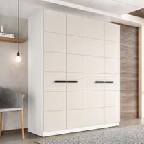 Roupeiro de 4 Portas e 4 Gavetas Lisboa Branco e Creme Politorno Roupeiro de 4 Portas e 4 Gavetas Lisboa Branco e Creme Politorno