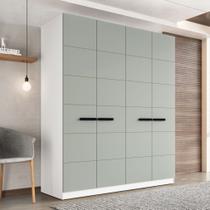 Roupeiro de 4 Portas e 4 Gavetas Lisboa Branco e Verde Oliva Politorno Roupeiro de 4 Portas e 4 Gavetas Lisboa Branco e Verde Oliva Politorno