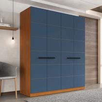 Roupeiro de 4 Portas e 4 Gavetas Lisboa Freijó e Azul Politorno