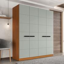 Roupeiro de 4 Portas e 4 Gavetas Lisboa Freijó e Verde Oliva Politorno Roupeiro de 4 Portas e 4 Gavetas Lisboa Freijó e Verde Oliva Politorno