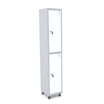 Roupeiro de aço 1m 02 portas fechadura pandin - cinza/branco