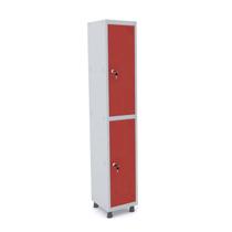 Roupeiro de aço 1m 02 portas fechadura pandin - cinza/vermelho