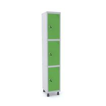 Roupeiro de aço 1m 03 portas fechadura pandin - cinza/verde