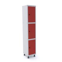 Roupeiro de aço 1m 03 portas pitão pandin - cinza/vermelho
