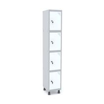 Roupeiro de aço 1m 04 portas fechadura pandin - cinza/branco