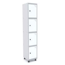 Roupeiro de aço 1m 04 portas pitão pandin - cinza/branco