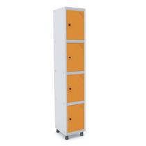 Roupeiro de aço 1m 04 portas pitão pandin - cinza/laranja