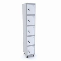 Roupeiro de aço 1m 05 portas fechadura pandin - cinza/branco