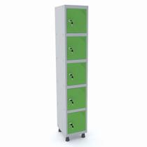 Roupeiro de aço 1m 05 portas fechadura pandin - cinza/verde