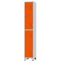Roupeiro de Aço 2 Portas Grandes Cinza com Laranja 1,96 X 0,93 X 0,36 - ULTRA Móveis