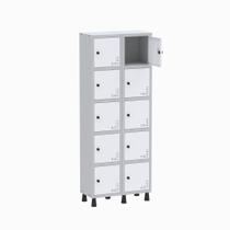 Roupeiro de Aço 2 Vãos 10 Portas Pitão Linha Light Cinza e Branco