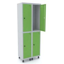 Roupeiro de Aco 2 Vaos 4 Portas com Pitao Pandin Cinza e Verde Miro 1.90 M