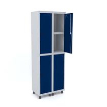 Roupeiro de aço 2m 04 portas c/ prat. pitão pandin - cinza/azul del rey