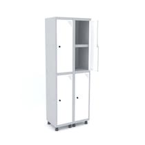 Roupeiro de aço 2m 04 portas c/ prat. pitão pandin - cinza/branco