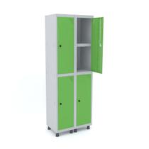 Roupeiro de aço 2m 04 portas c/ prat. pitão pandin - cinza/verde