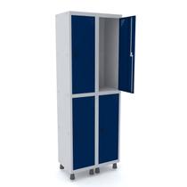 Roupeiro de aço 2m 04 portas pitão pandin - cinza/azul del rey Roupeiro de aço 2m 04 portas pitão pandin - cinza/azul del rey