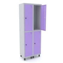 Roupeiro de aço 2m 04 portas pitão pandin - cinza/lilás