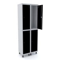 Roupeiro de aço 2m 04 portas pitão pandin - cinza/preto