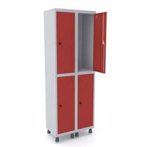 Roupeiro de aço 2m 04 portas pitão pandin - cinza/vermelho