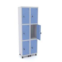 Roupeiro de aço 2m 06 portas fechadura pandin - cinza/azul dalí