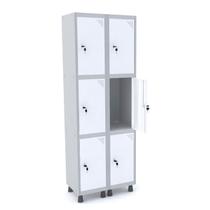 Roupeiro de aço 2m 06 portas fechadura pandin - cinza/branco