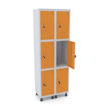 Roupeiro de aço 2m 06 portas fechadura pandin - cinza/laranja