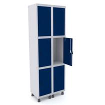 Roupeiro de aço 2m 06 portas pitão pandin - cinza/azul del rey
