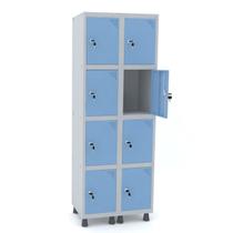 Roupeiro de aço 2m 08 portas fechadura pandin - cinza/azul dalí