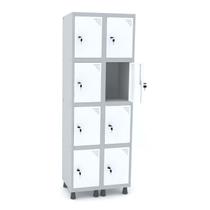 Roupeiro de aço 2m 08 portas fechadura pandin - cinza/branco