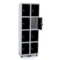 Roupeiro de aço 2m 08 portas fechadura pandin - cinza/preto