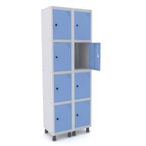 Roupeiro de aço 2m 08 portas pitão pandin - cinza/azul dalí