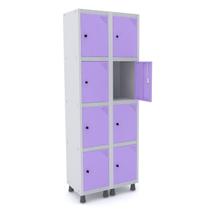 Roupeiro de aço 2m 08 portas pitão pandin - cinza/lilás