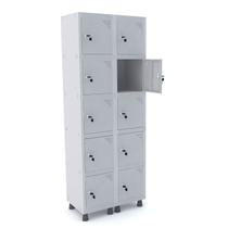 Roupeiro de aço 2m 10 portas fechadura pandin - cinza