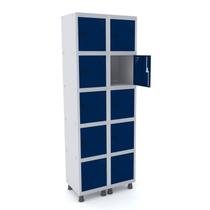 Roupeiro de aço 2m 10 portas pitão pandin - cinza/azul del rey