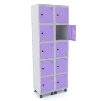 Roupeiro de aço 2m 10 portas pitão pandin - cinza/lilás