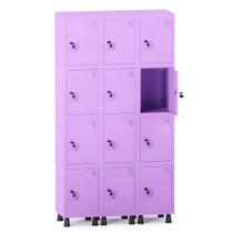 Roupeiro de Aco 3 Vaos 12 Portas com Fechadura Pandin Lilas 1.90 M