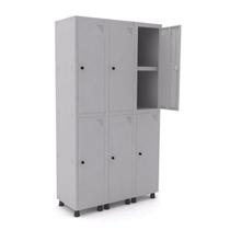 Roupeiro de aço 3m 06 portas c/ prat. pitão pandin - cinza