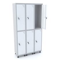 Roupeiro de aço 3m 06 portas fechadura pandin - cinza/branco