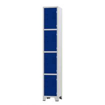 Roupeiro de Aço 4 Portas Cinza com Azul 1,96 X 0,33 X 0,36 - ULTRA Móveis