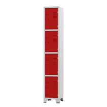 Roupeiro de Aço 4 Portas Cinza com Vermelho 1,96 X 0,33 X 0,36 - ULTRA Móveis