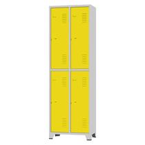 Roupeiro de Aço 4 Portas Grandes Cinza com Amarelo 1,96 X 0,93 X 0,36 - ULTRA Móveis