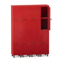 Roupeiro de Aco 4 Vaos 8 Portas com Prateleira Interna Pandin Vermelho 1.90 M