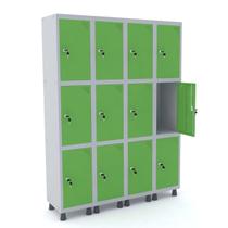 Roupeiro de aço 4m 12 portas fechadura pandin - cinza/verde Roupeiro de aço 4m 12 portas fechadura pandin - cinza/verde