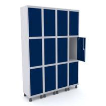 Roupeiro de aço 4m 12 portas pitão pandin - cinza/azul del rey Roupeiro de aço 4m 12 portas pitão pandin - cinza/azul del rey