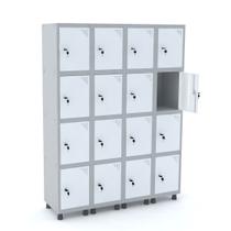 Roupeiro de aço 4m 16 portas fechadura pandin - cinza/branco
