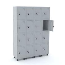 Roupeiro de aço 4m 16 portas fechadura pandin - cinza