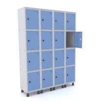 Roupeiro de aço 4m 16 portas pitão pandin - cinza/azul dalí Roupeiro de aço 4m 16 portas pitão pandin - cinza/azul dalí