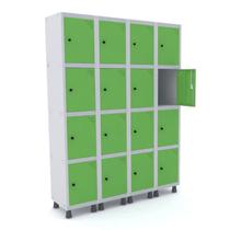 Roupeiro de aço 4m 16 portas pitão pandin - cinza/verde